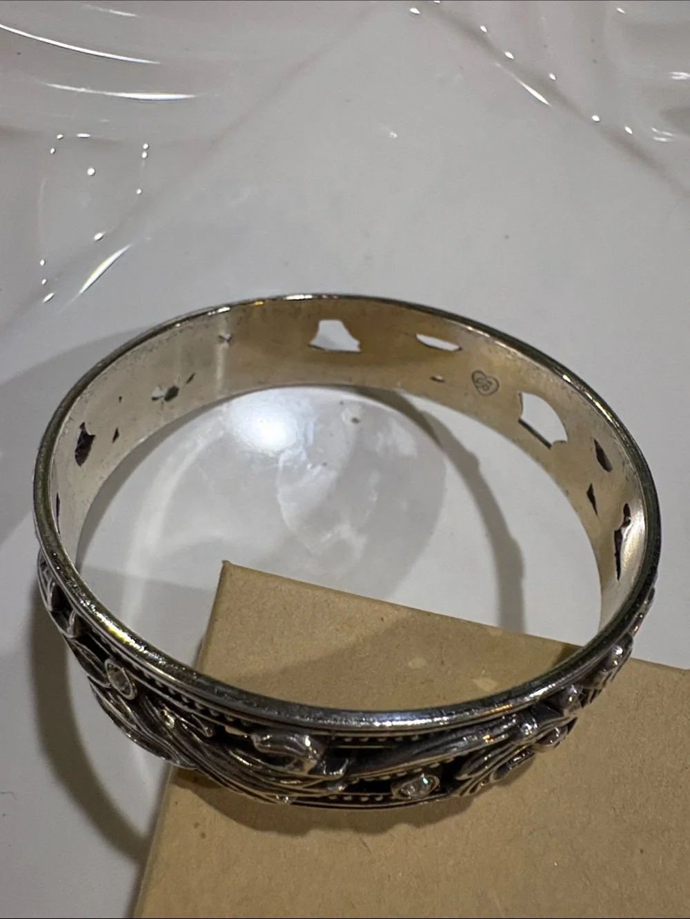 Brighton Alana Silver-Tone Filigree Crystal Bangle - Silver